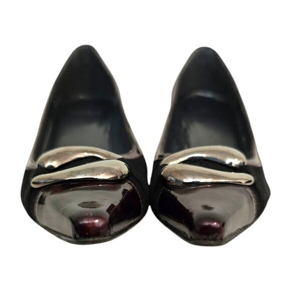 Stuart Weitzman Vintage Marsala Black Suede Tortoise Shell Pumps Sz 6 - Picture 4 of 9